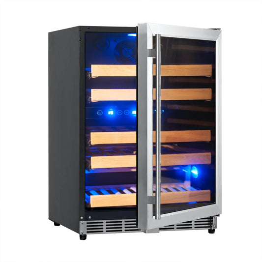 "Kingsbottle" 44 Bottles 24 Inch Under Counter Dual Zone Wine Cooler Drinks : KBU50DX-FG RHH