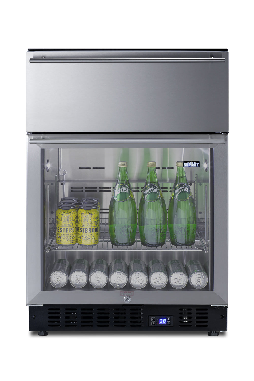 "Summit" 24" Wide Built-In Commercial Beverage Refrigerator With Top Drawer