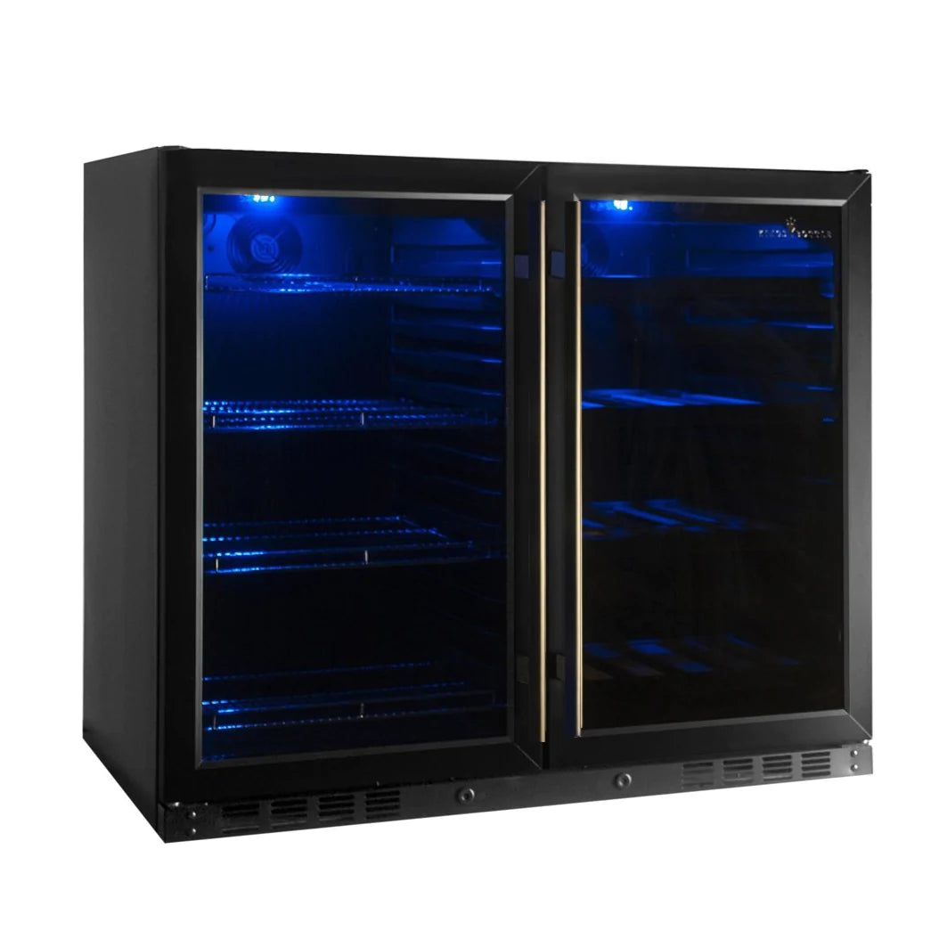 "Kingsbottle" 39 Inch Under Counter Wine And Beer Fridge Combo : KBU28LRX-BLK