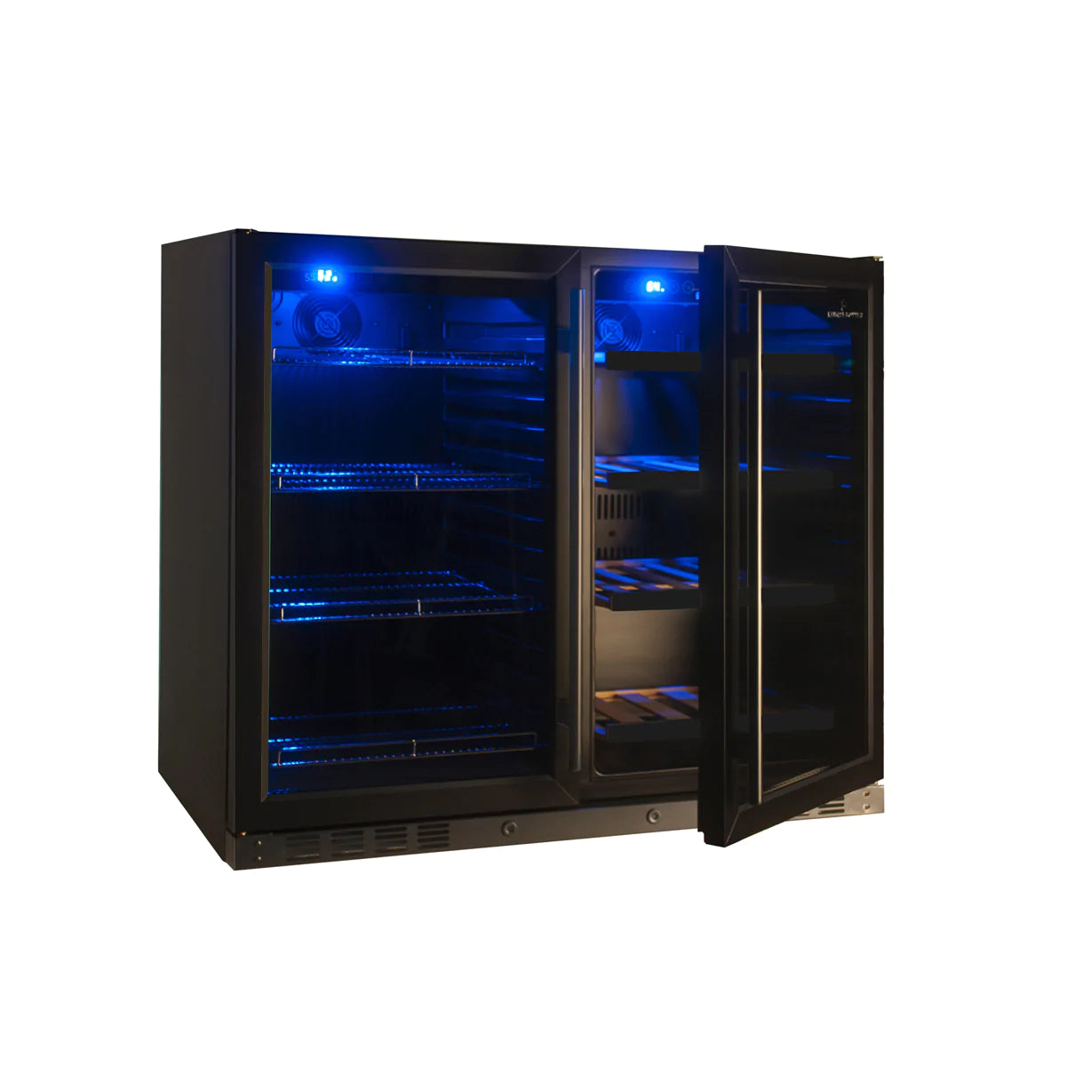 "Kingsbottle" 39 Inch Under Counter Wine And Beer Fridge Combo : KBU28LRX-BLK