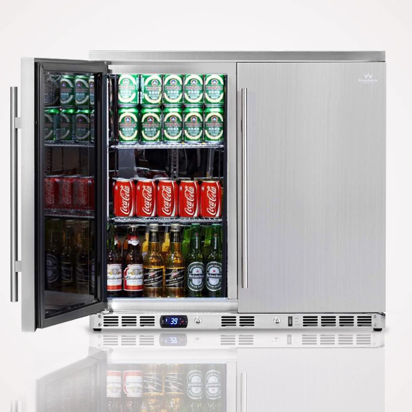"Kingsbottle" 36 Inch Outdoor Beverage Refrigerator 2 Door For Home : KBU56ASD