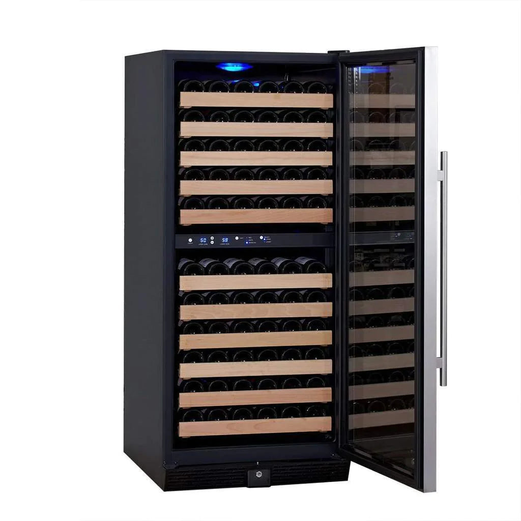 "Kingsbottle" 100 Bottle Upright Dual Zone Wine Fridge For Home : KBU100DX-SS LHH